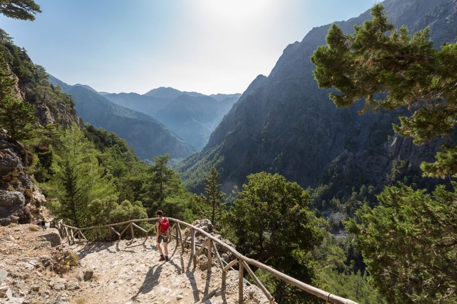 From Chania/Rethymno: Samariá Gorge Guided Hike with Pickup - Entering the gorge at Omalos: the wooden staircase start