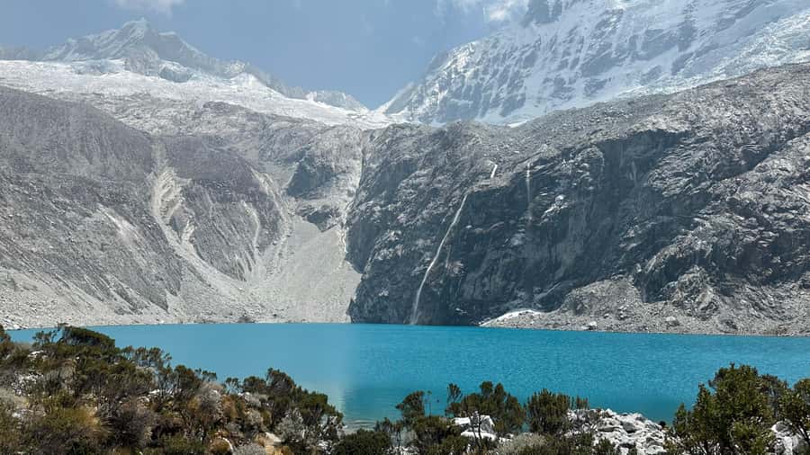 From Huaraz: Hike to the Lagoon 69 - Cebollapampa to Laguna 69: the zigzag climb at 12,631 to 15,255 feet