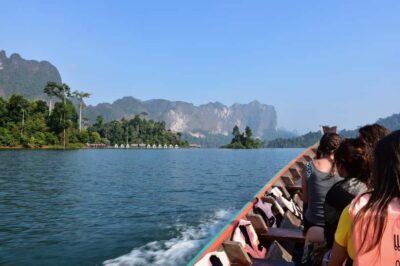 From Krabi: Cheow Lan Lake Cruise and Khao Sok Jungle Hike - Riding the longtail boat on Cheow Lan Lake