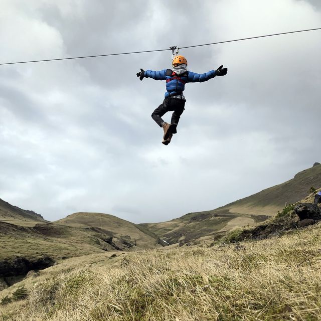 From Vík: Zipline and Hiking Adventure Tour - Little Rush: the final zipline over waterfall-and-canyons