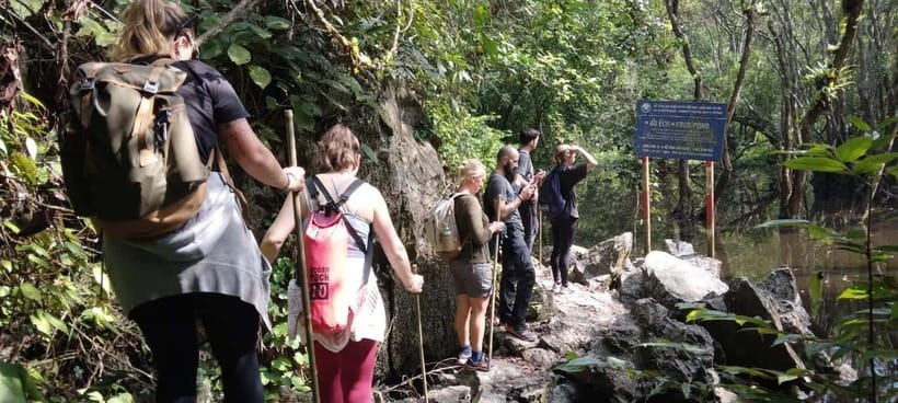Full day hike - climbing in Jungle of Cat Ba National park - Frog Pond stop: Va Nuoc trees, freshwater life, and a real break