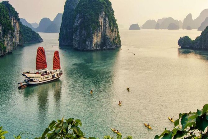 Halong Bay Full Day with Kayaking, Hiking viewpoint, Cave - Deluxe To Luxury - Sunset Tea, Cake, and a White-Sand Break on Titop