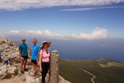 Hiking Mountain Akramitis Rhodes - pick up service available - The ascent from Monolithos: cypress shade to a rockier reality