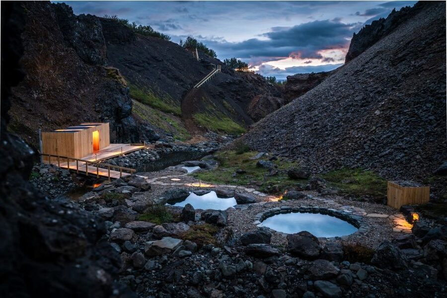 Husafell: Canyon Baths Soak with Short Highlands Hike - First stop: Húsafell Activity Centre and the ride into the highlands