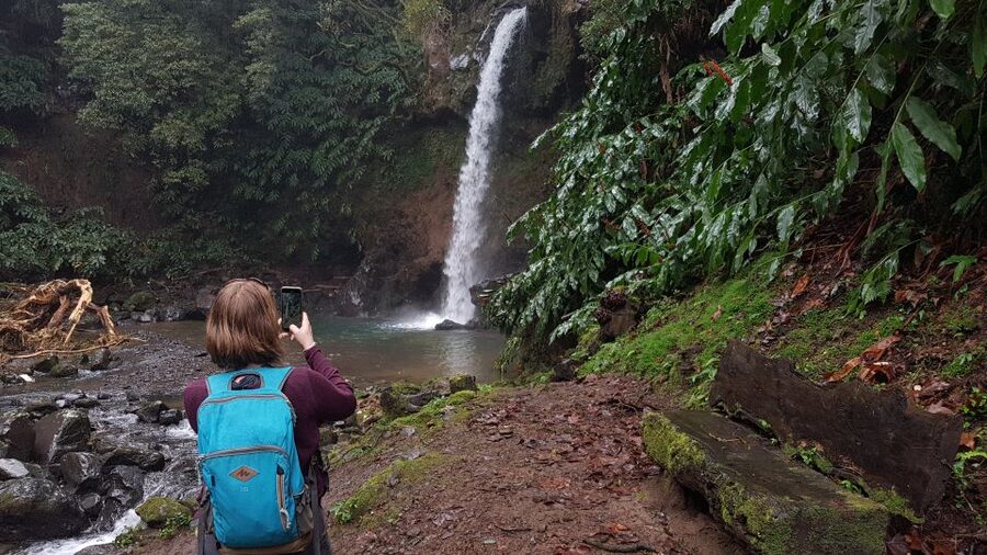 Lomba de São Pedro: Waterfall Hiking Tour with Tea Tasting - Natural pool break and the last climb with springs and stairs