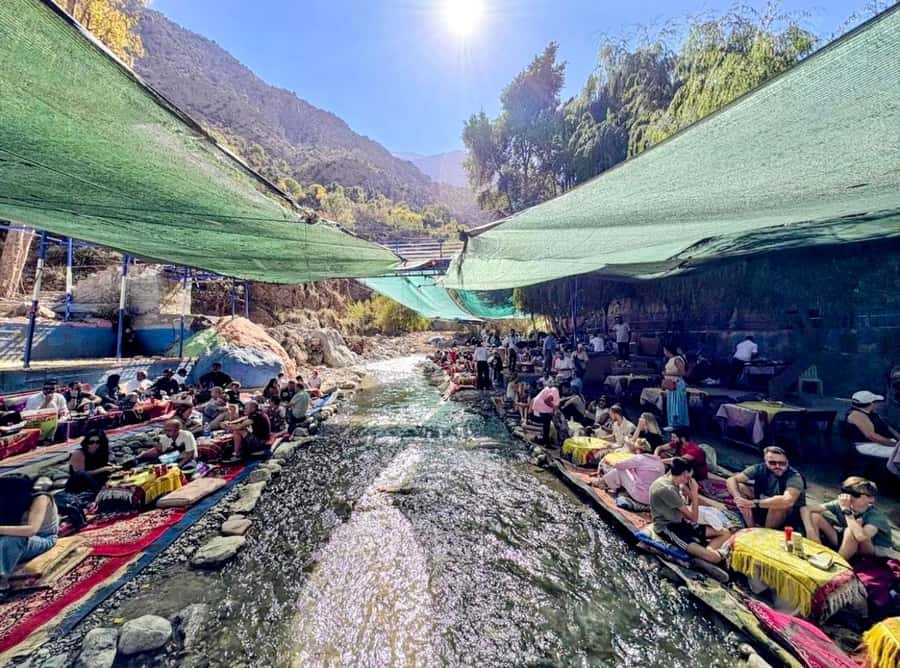 Marrakesh: Ourika Waterfalls, Atlas Mountains, Lunch + Guide - Tasting tea by the Ourika River: when lunch slows the day down