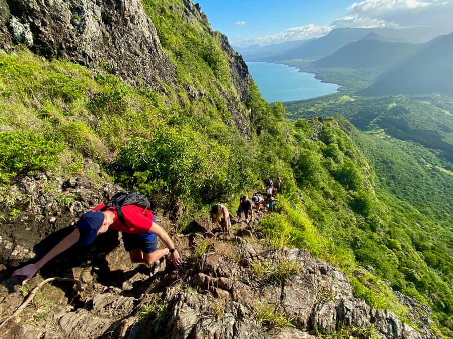 Mauritius: Le Morne Mountain UNESCO Eco Hike - Warm-up walking to the four scrambling sections (70 m, 25 m, 15 m, 12 m)
