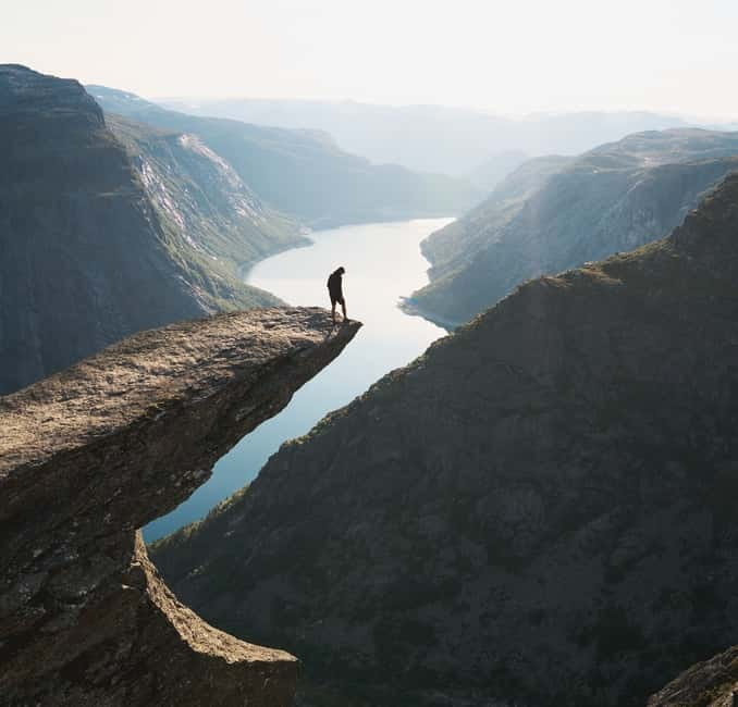 Odda: Overnight Hike to Trolltunga - The Hike Part: 10 km Toward Trolltunga, With Glacier and Lake Views