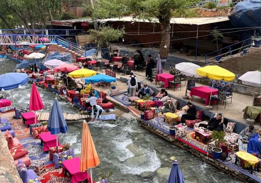 Ourika Valley Day trip: Hike, waterfall, lunch and Relax - Riverside lunch by the Ourika River: tajine, bread, mint tea