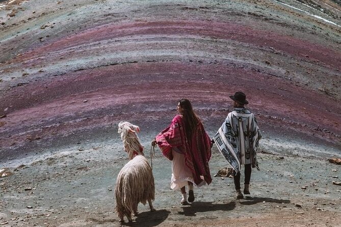 Private Palccoyo Rainbow Hike Without the Crowds - At Palccoyo: three rainbow mountains, a red valley view, and alpacas up close