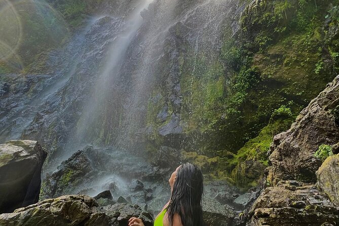 Rainforest Hike to Hidden Waterfall in Puerto Rico with Transport - The waterfall moment: fruit breaks, clear rainwater, and time to cool off